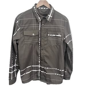 Spyder Ski Snowboard Jacket Men's M Dark Olive Green Lightweight Geometric Print